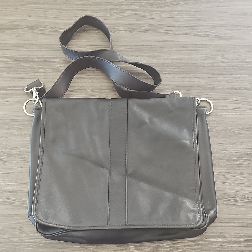 Black Leather Messenger Bag